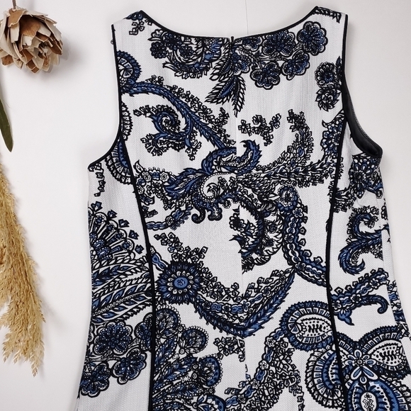 Talbots White Blue Black Paisley Modal Blend Dress Size 2p - Picture 13 of 15